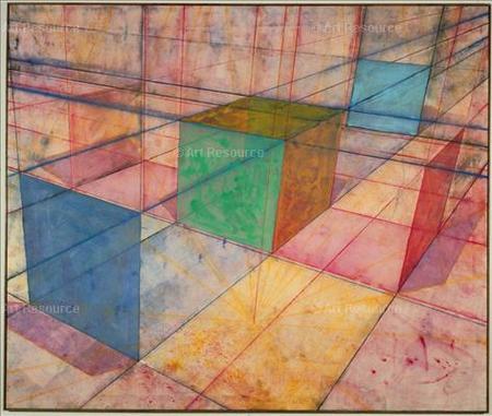 Cube and Four Panels - 1975 by Ronald Davis