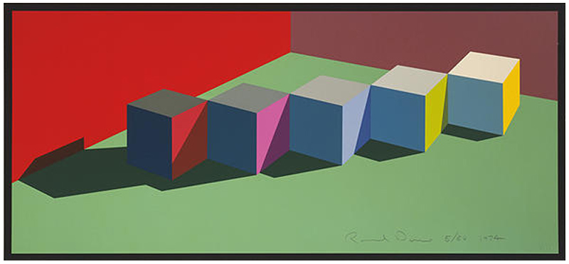 Ron Davis, Gemini print: FIVE BLOCK ROW, published 1974