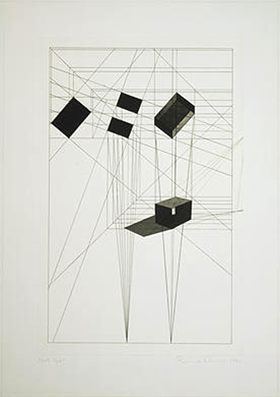 Ron Davis, Gemini print: ROTATION TILT BLACK STATE, published 1984