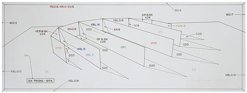 Ron Davis, Gemini print: SIX PRONG, COLOR NOTATION, published 1974