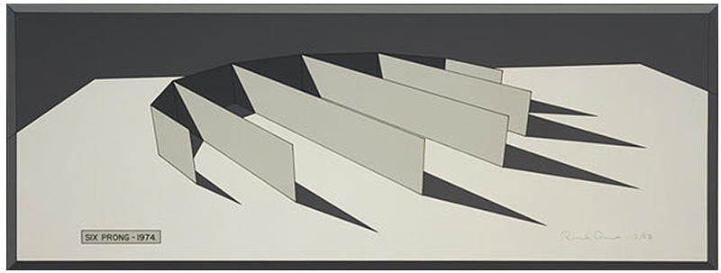 Ron Davis, Gemini print: SIX PRONG - GRAY, published 1973