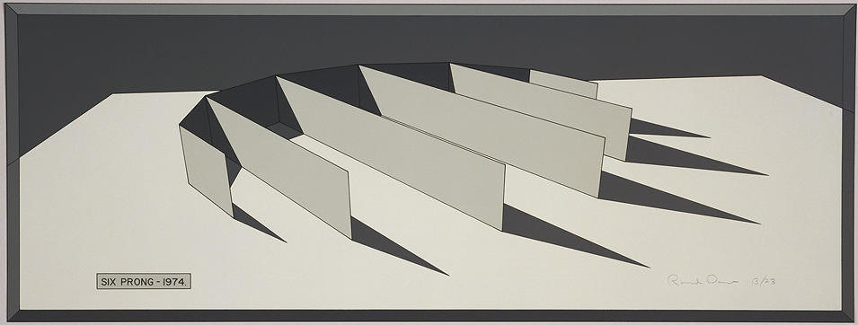 Ron Davis, Gemini print: SIX PRONG - GRAY, published 1973