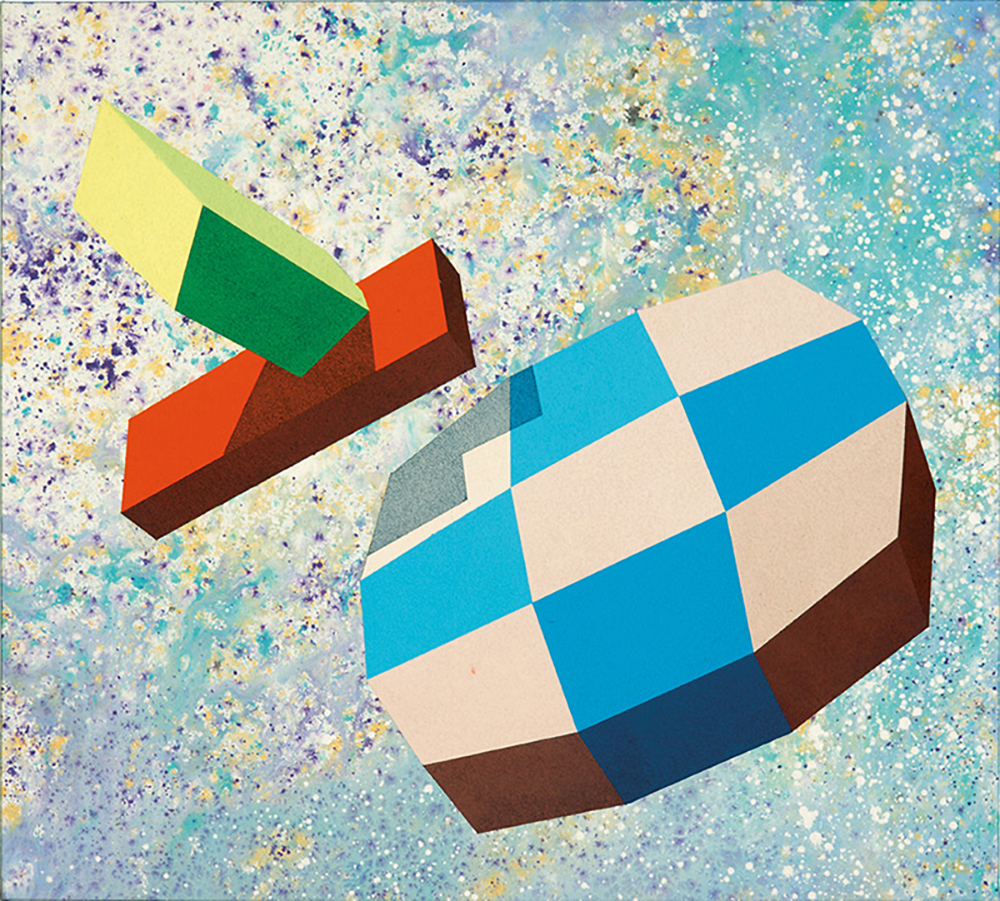 Block, Sb and Checkered Lens, 40 3/16 x 36 ⅛ inches, Cel-Vinyl Acrylic Copolymer & Nova Gel<br />
PTG 0935